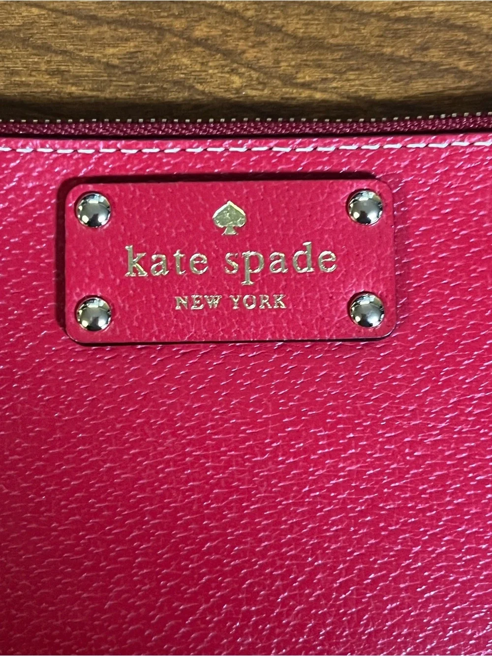Kate Spade New York Red Pebbled Leather Wristlet Zip Pouch